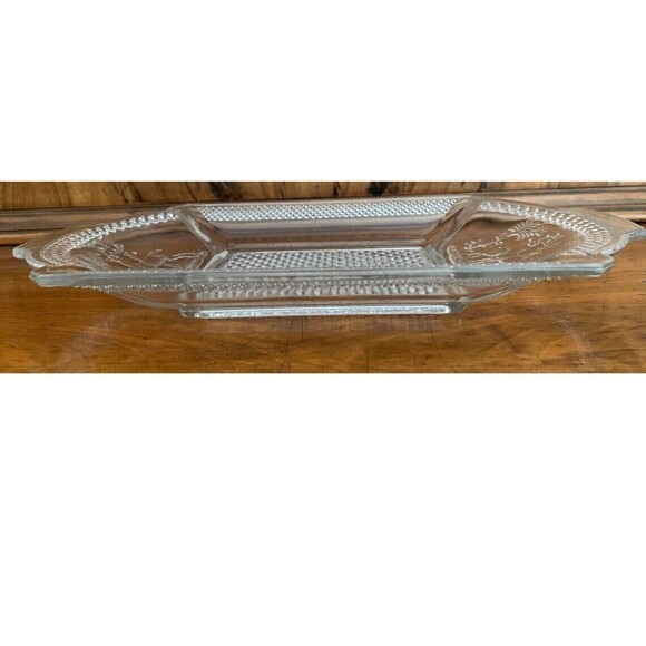 McKee EAPG Pressed Glass Bread/Sandwich Plate 13" Deer in Pine 1886 Antique - Picture 3 of 5